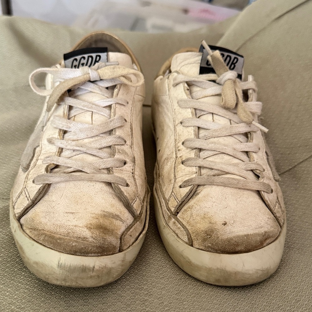 Golden Goose White and Gold Sneakers - Size 38 - Picture 2 of 13